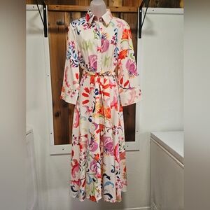 SHEIN Multicolor Floral Long Sleeve Dress